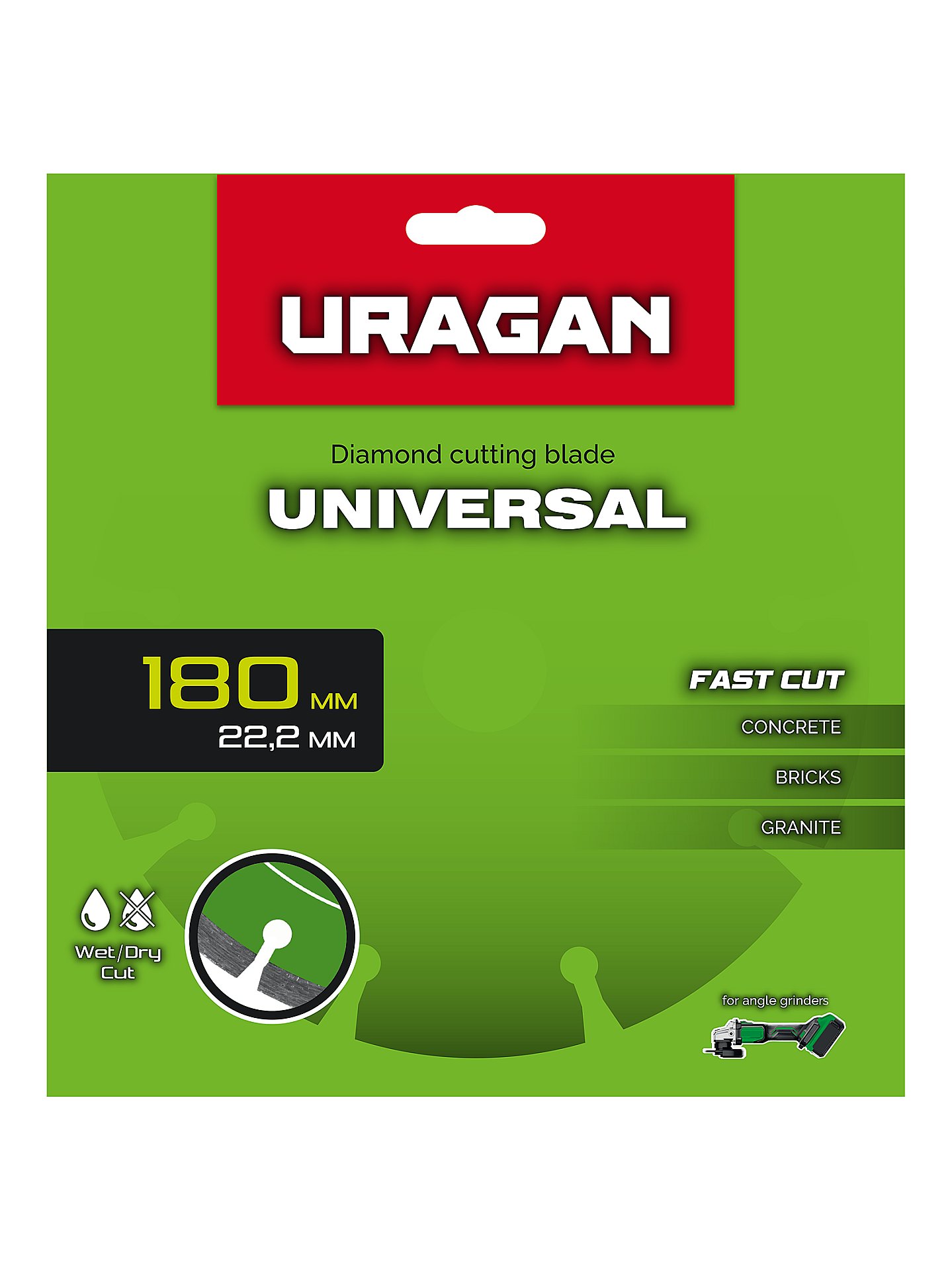 URAGAN UNIVERSAL 180 мм, диск алмазный отрезной сегментный (36705-180)