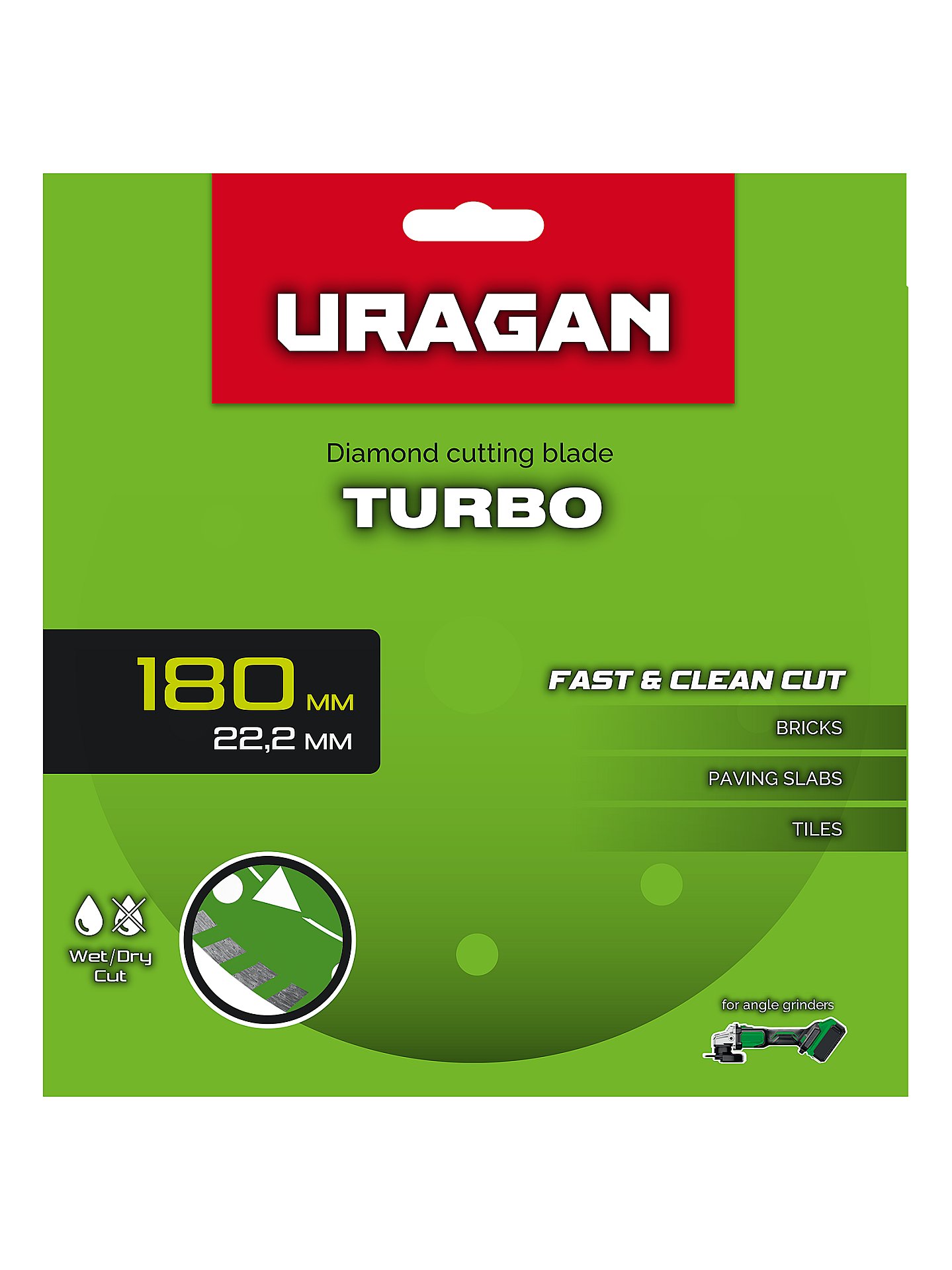URAGAN TURBO 180 мм, диск алмазный отрезной сегментированный (36706-180)