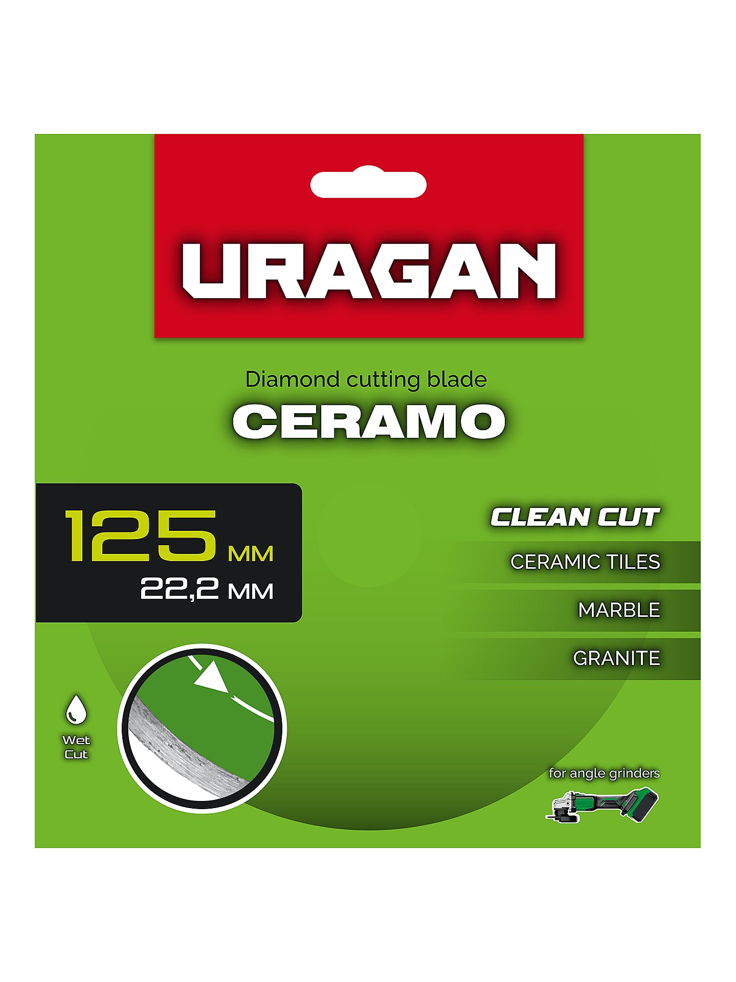 URAGAN CERAMO 125 мм, диск алмазный отрезной сплошной (36707-125)