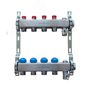 Коллекторная группа с ручными регулировочными клапанами 1' х 3 выхода 3/4' НР евроконус