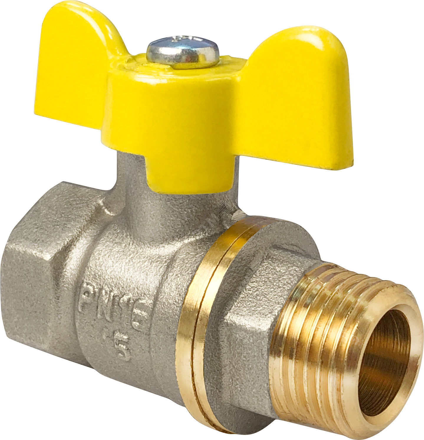 Кран шаровой для газа 11Б27фтМ никелированный 1 1/4' ВН ручка бабочка