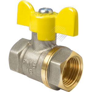 Кран шаровой для газа 11Б27фтМ никелированный 1 1/4' ВВ ручка бабочка