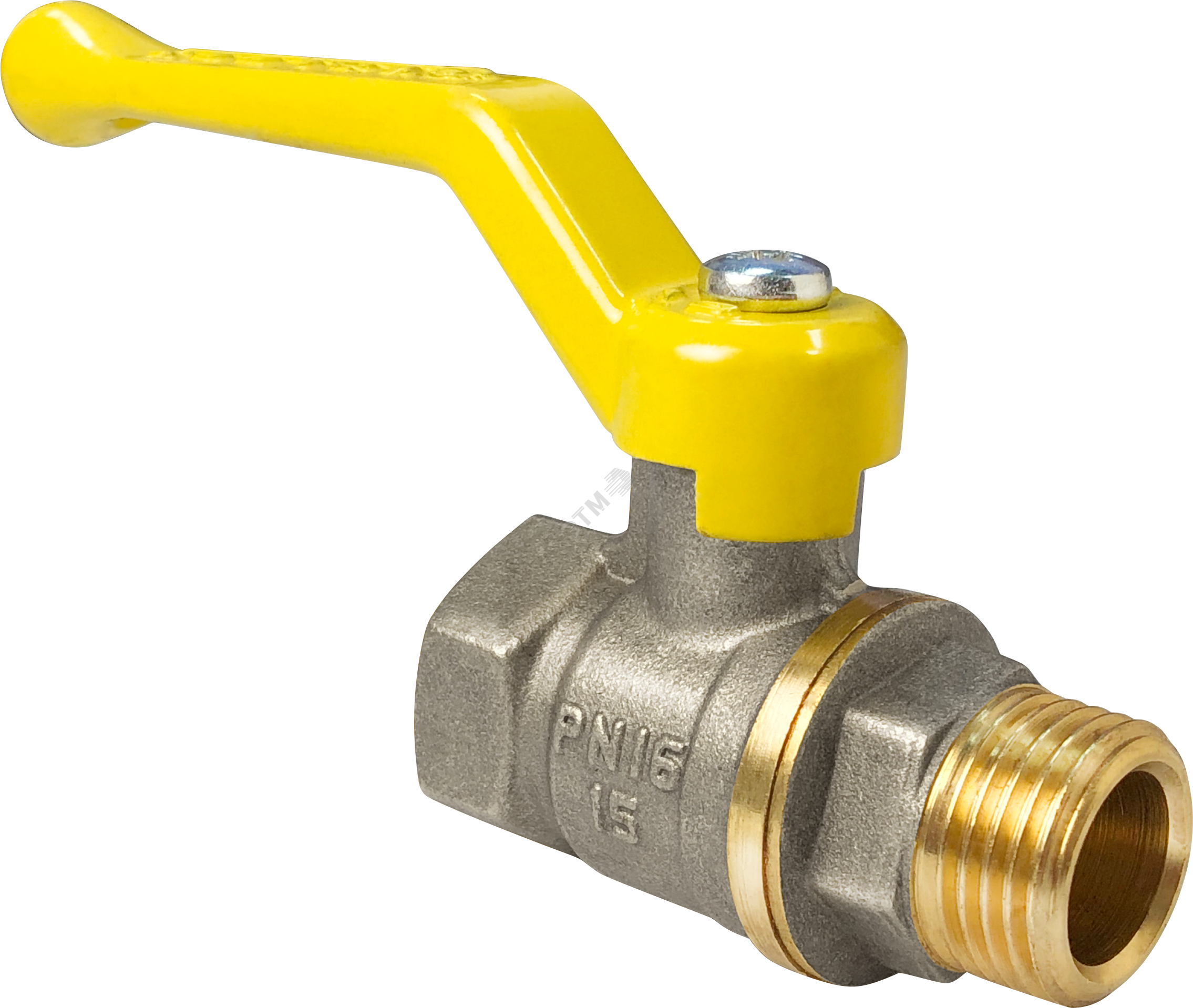 Кран шаровой для газа 11Б27фтМ никелированный 1' ВН ручка рычаг