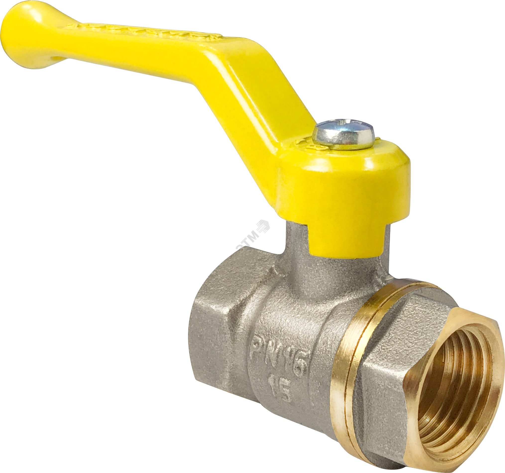 Кран шаровой для газа 11Б27фтМ никелированный 1' ВВ ручка рычаг