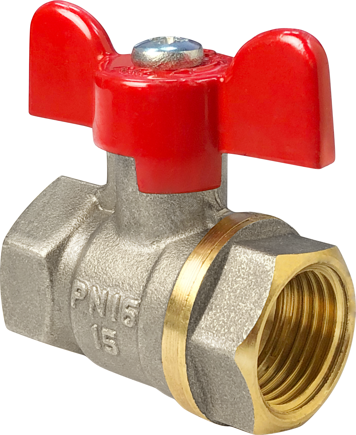 Кран шаровой OPTIMA 11Б27фт1М никелированный 3/4' ВВ ручка бабочка