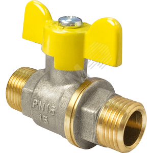 Кран шаровой для газа 11Б27фтМ никелированный 1/2' НН ручка бабочка