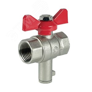 Кран шаровой для подключения датчика температуры ручка-бабочка ВР 1/2хВР 1/2 (PN40) никелированный