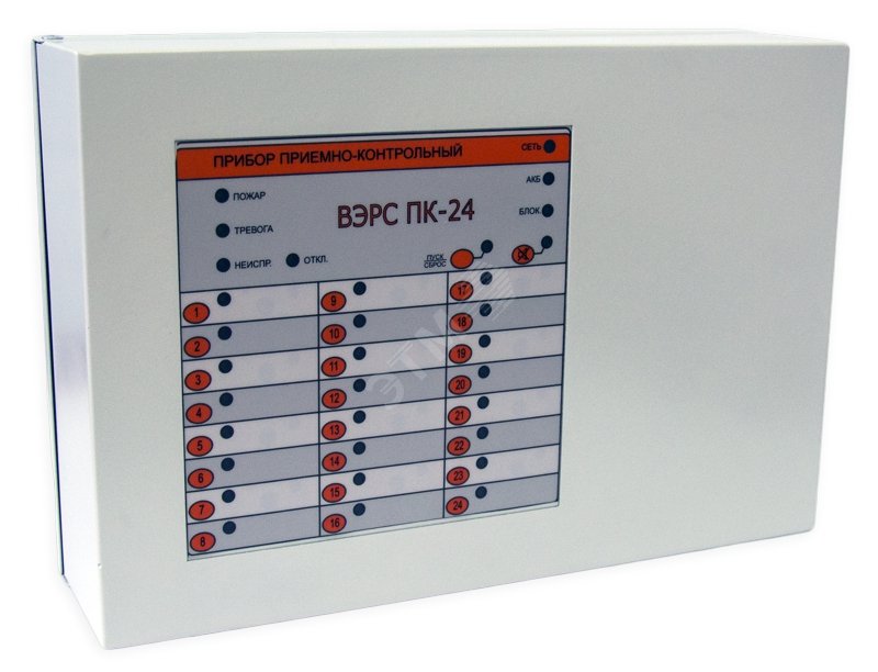 Прибор приемно-контрольный охранно-пожарный ВЭРС-ПК24М версия 3.2, металлический корпус, 24 шлейфа сигнализации