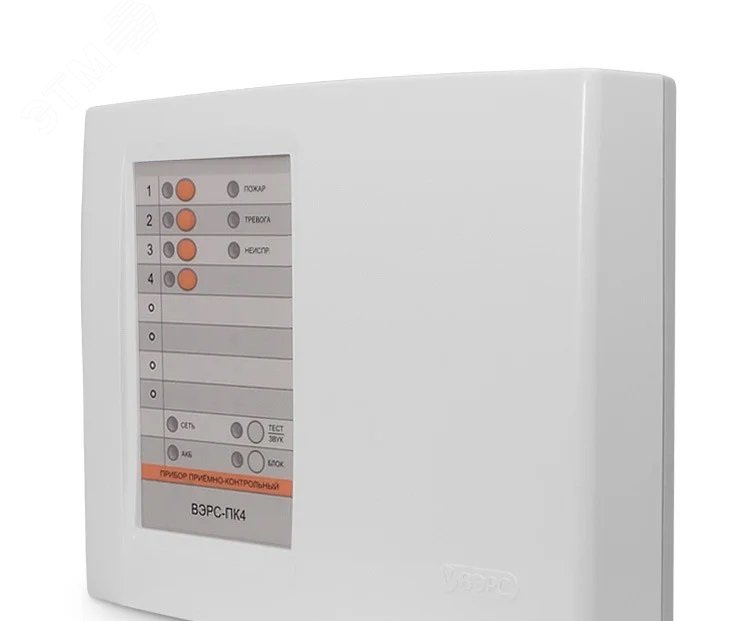 Прибор приемно-контрольный охранно-пожарный ВЭРС-ПК4П версия 3.2, пластмассовый корпус, 4 шлейфа сигнализации