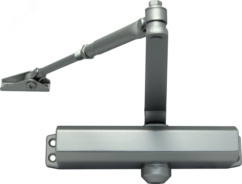 Доводчик дверной для двери весом 65 кг, рычаг с квадратным отверстием, цвет: серебряный.Температура застывания гидравлической жидкости -51град.С (КНР)