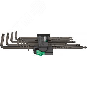 Набор Г-образных ключей 967/9 TX XL 1 TORX цинковое фосфатирование удлиненный с шаром TX 8 - TX 40 9 предметов комплектация: 3x 967 XL TORX Г-образный