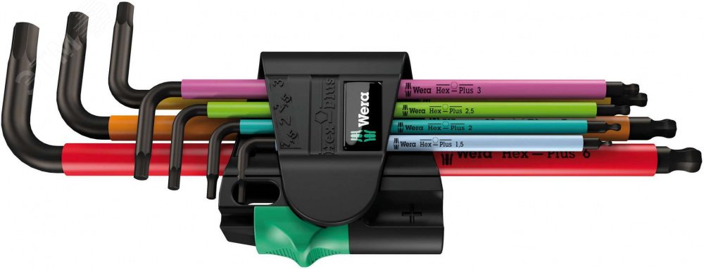 Набор Г-образных ключей с шаром магнит 1.5 - 6.0 мм 7 предметов. 950/7 Hex-Plus Multicolour Magnet BlackLaser 1