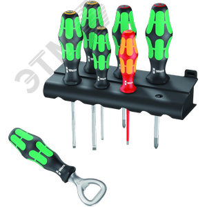 Набор отверток + подставка + открывалка, 7 пр., PH 1-2, SL 3-4-5.5, SL VDE 2.5