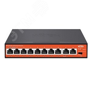 Коммутатор неуправляемый PoE 10 портов, 8хPoE 10/100 Мб/с, 2хRJ45, 108 Вт