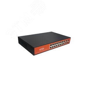Коммутатор неуправляемый PoE 18 портов, 16хPoE 10/100/1000 Мб/с, 2хRJ45/SFP, 350 Вт