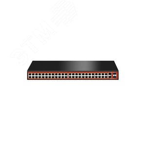 Коммутатор неуправляемый PoE 50 портов, 48хPoE 10/100 Мб/с, 2хRJ45/SFP, 300 Вт