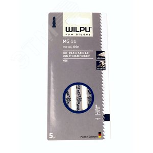 Пилка для лобзика MG 11 х5шт/уп для тонкой стали, нержавеющей стали от 1.2 до 2мм