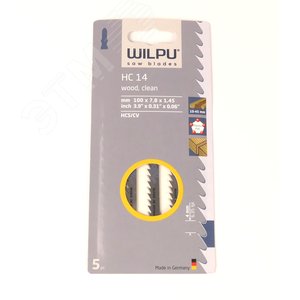 Пилка для лобзика HC 14 х5шт/уп для дерева до 45мм и пластмассы (чистый рез)