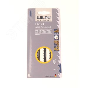 Пилка для лобзика HGS 24 х5шт/уп для дерева до 50мм (криволин., быстрый рез)