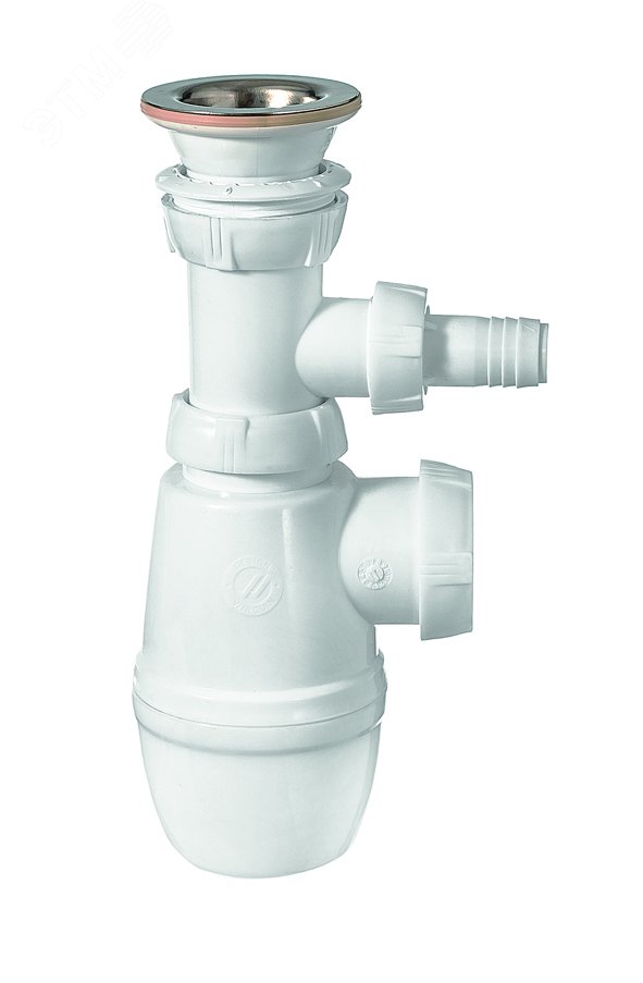 Сифон МИНОР для раковины с выпуском 1'1/4 х 40 мм с отводом для стиральной или посудомоечной машины