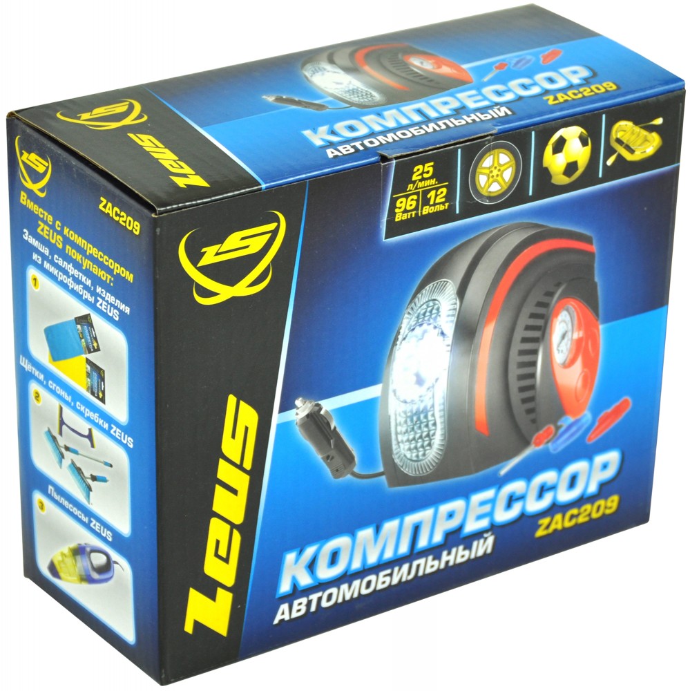 ZAC209 Компрессор автомобильный с фонарем