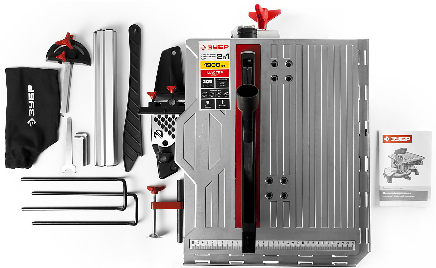 ЗУБР ЗПТК-305-1900 пила торцовочная комбинированная, d 305 х 30 мм, 1900 Вт