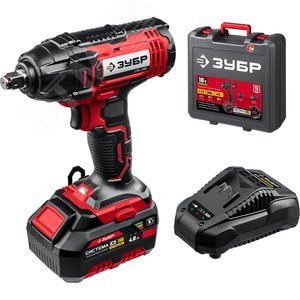 ЗУБР С1-18, 18 В, 250 Н·м, 1 АКБ (4 А·ч), гайковерт ударный, кейс (ГУЛ-255-41)