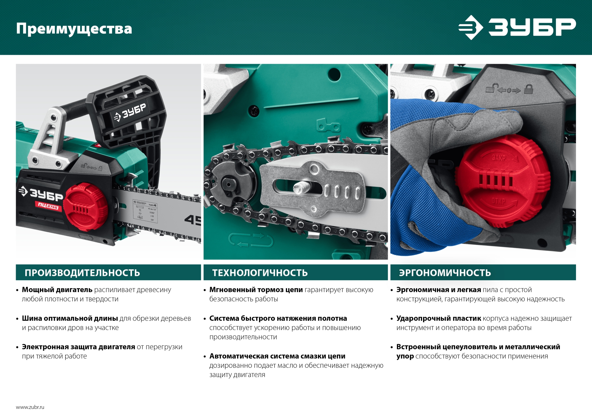 ЗУБР 2700 Вт, 45 см шина, электрическая цепная пила (ПЦ-2745)