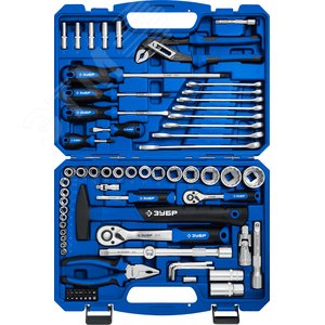 ЗУБР Универсал-76, 76 предм., (1/2″+ 1/4″), универсальный набор инструмента, Профессионал (27670-H76)