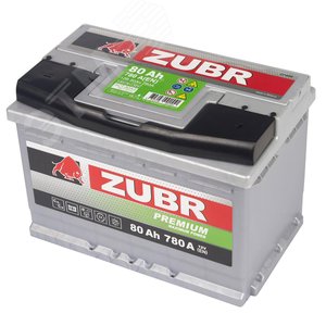 Аккумулятор автомобильный ZUBR Premium 80Ah R+