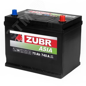 Аккумулятор автомобильный ZUBR Premium Asia 75Ah R+ (нижний борт)