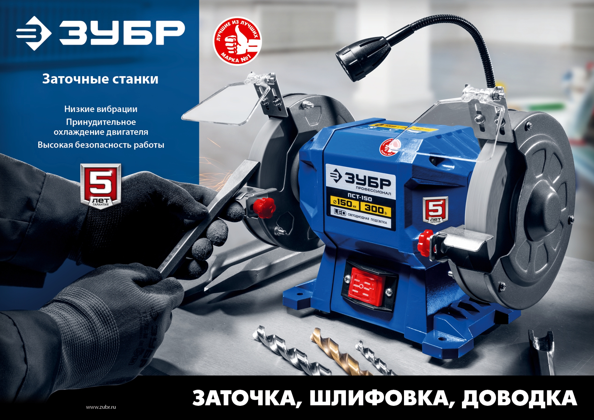 ЗУБР d 200, 500 Вт, заточной станок, Профессионал (ПСТ-200)