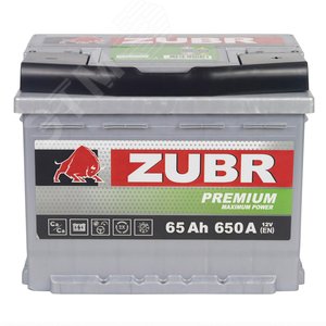 Аккумулятор автомобильный ZUBR Premium 65Ah R+ (низкий)