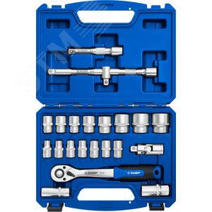 ЗУБР А-22, 22 предм., (1/2″), универсальный набор инструмента, Профессионал (27632-H22)