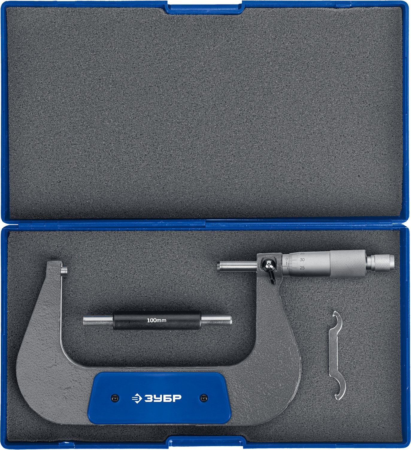 ЗУБР МК 125, 100 - 125 мм, гладкий механический микрометр, Профессионал (34480-125)