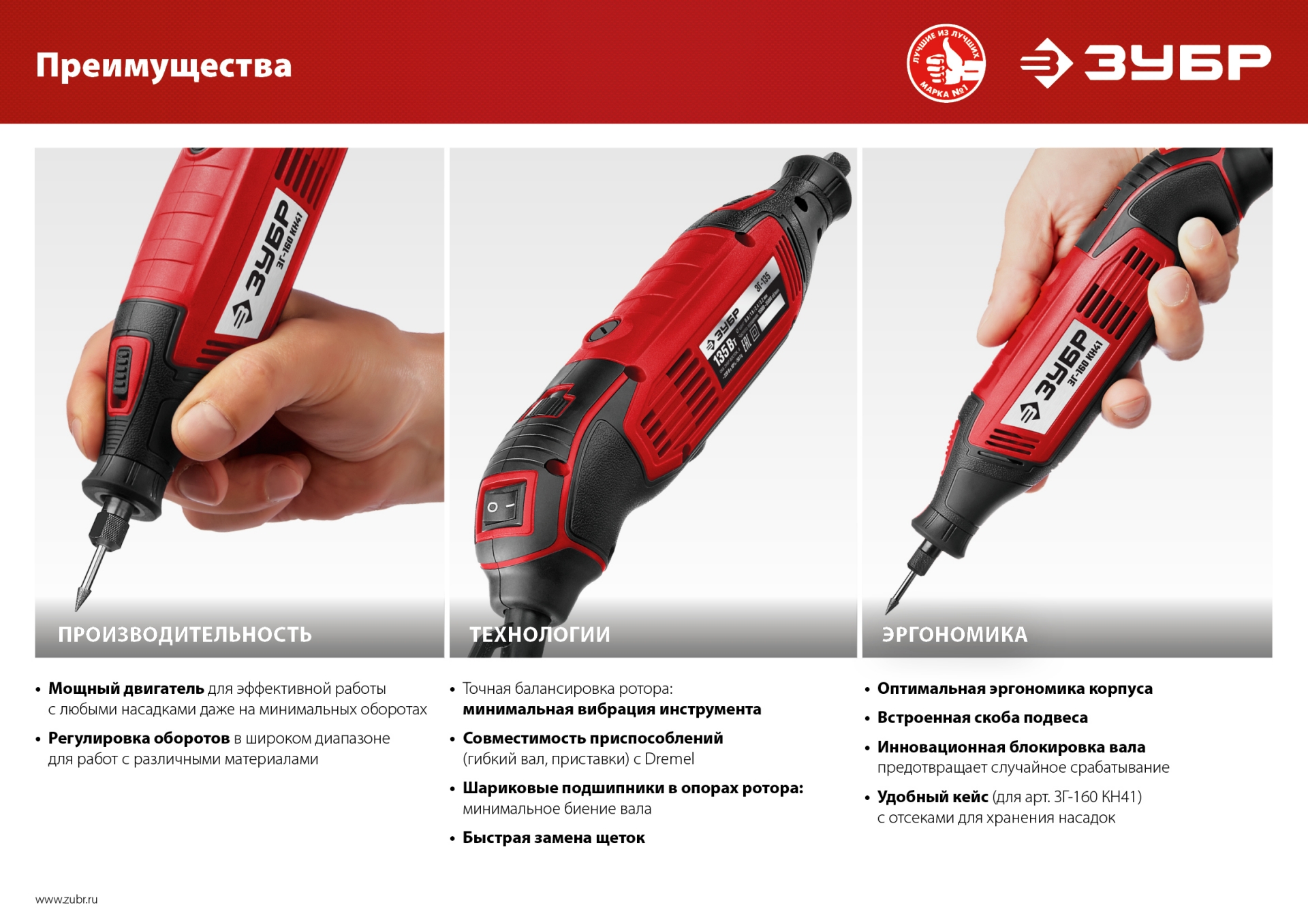 ЗУБР 160 Вт, d 3.2 мм, 41 предмет, электрический гравер, кейс (ЗГ-160 КН41)