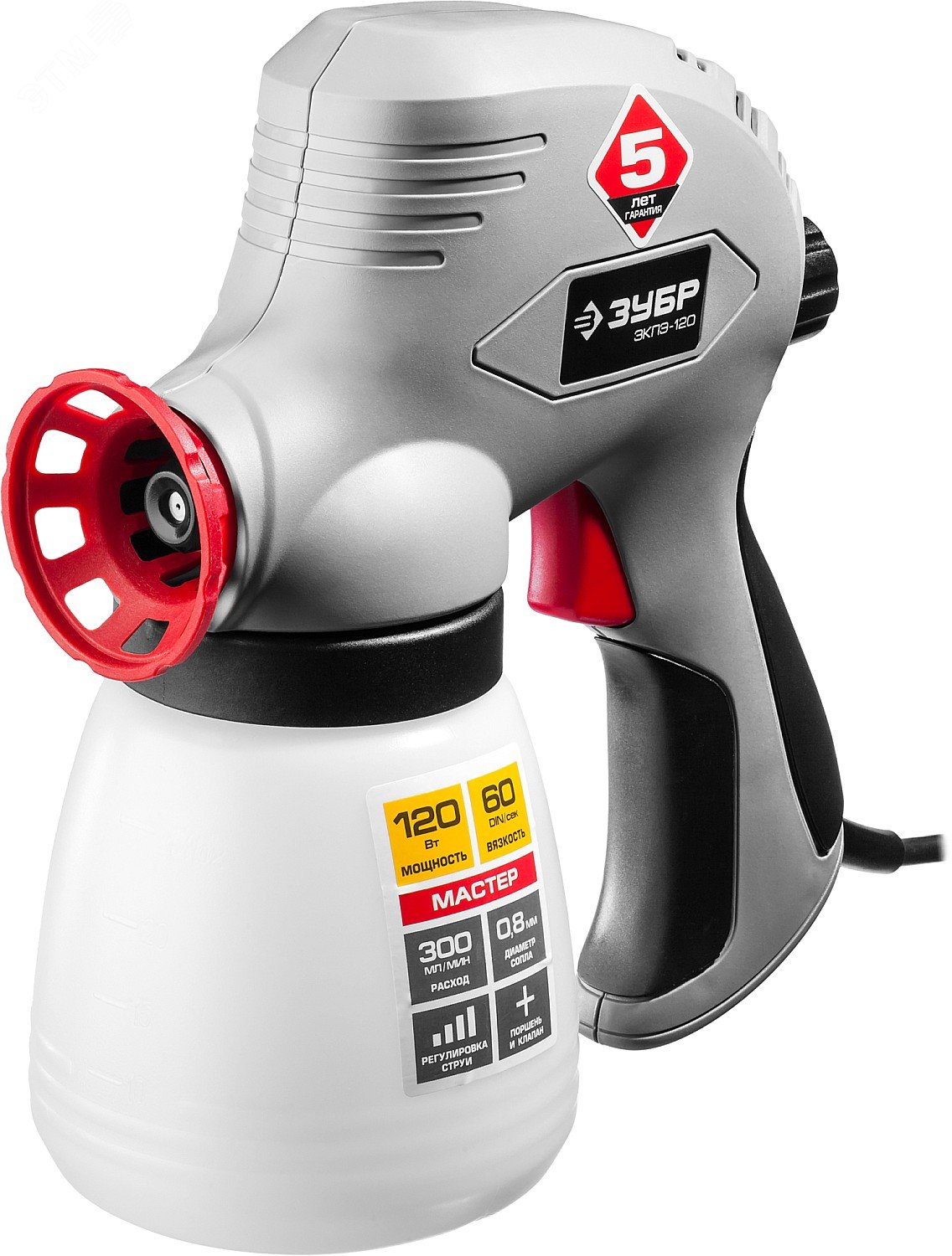 ЗУБР 120 Вт, краскопульт электрический, безвоздушный (ЗКПЭ-120)