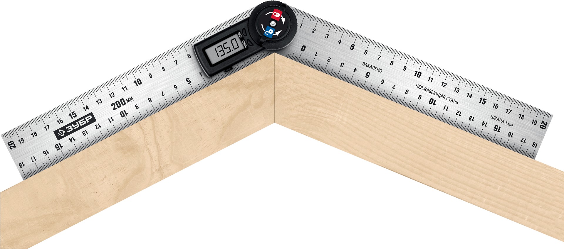 ЗУБР 200 мм, электронный транспортир-угломер, Профессионал (34294)