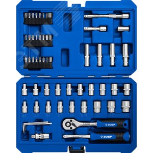 ЗУБР А-57, 57 предм., (1/4″), универсальный набор инструмента, Профессионал (27671-H57)