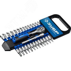 ЗУБР ТМ-28, 28 предм., (1/4″), набор торцовых головок, Профессионал (27645-H28)