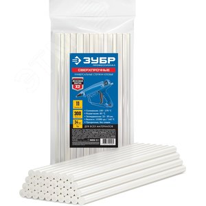 ЗУБР 11 х 300 мм, 34 шт, сверхпрочные прозрачные клеевые стержни, Профессионал (06856-12-1)