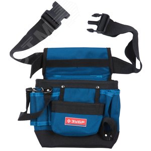 ЗУБР нейлоновая, поясная сумка для инструментов с 9 карманами и держателем для молотка (38632)