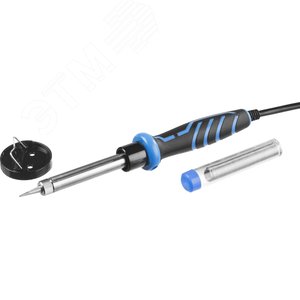 ЗУБР 60 Вт, в наборе: припой + подставка, 2к рукоятка, конус, керамический нагреватель, электропаяльник, Профессионал (55402-60)