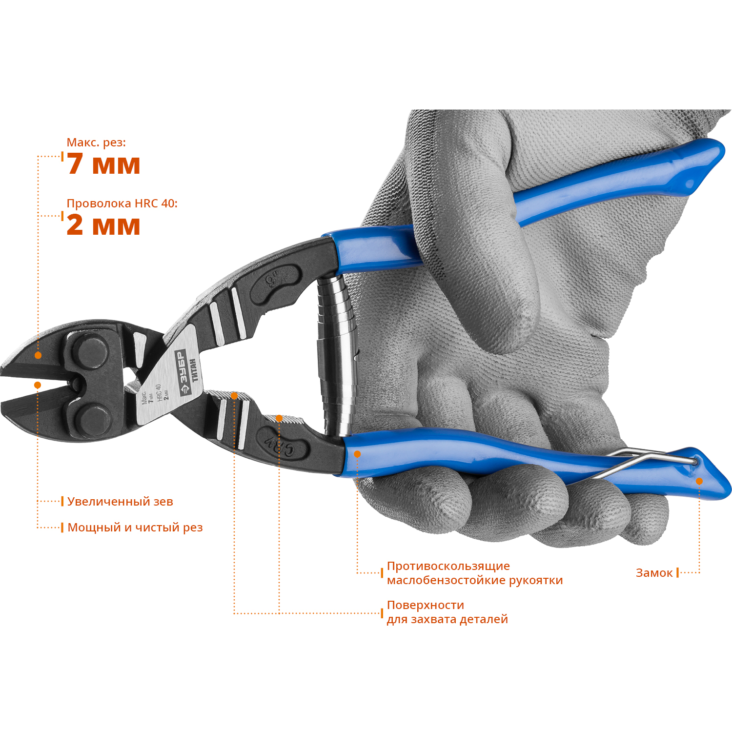 ЗУБР Титан 220 мм, Cr-V, компактный болторез (23312-20)
