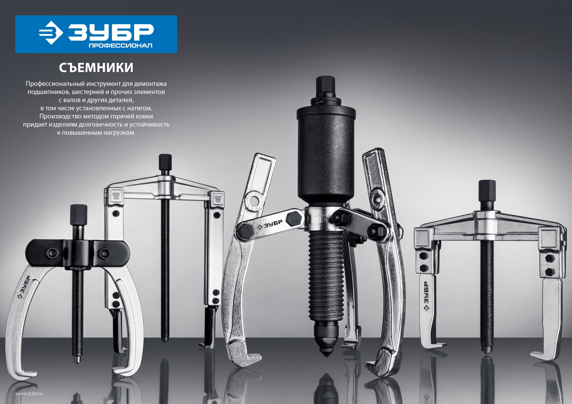 ЗУБР внешний d 20 - 110 мм, внутренний d 40 - 90 мм, шарнирный двухзахватный съемник, Профессионал (43315-070)