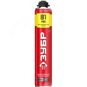 ЗУБР PRO B1, 750 мл, пистолетная, выход до 45 л, огнестойкая монтажная пена (41146)