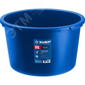ЗУБР 60 л, первичный высокопрочный пластик, усиленный круглый строительный таз (06094-65)
