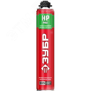 ЗУБР PRO HP, 800 мл, пистолетная, с низким расширением, выход до 50л, монтажная пена (41148)