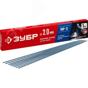 ЗУБР Д 2.0 х 300 мм, 1 кг в коробке, МР-3 рутиловый, электрод сварочный (40011-2.0)