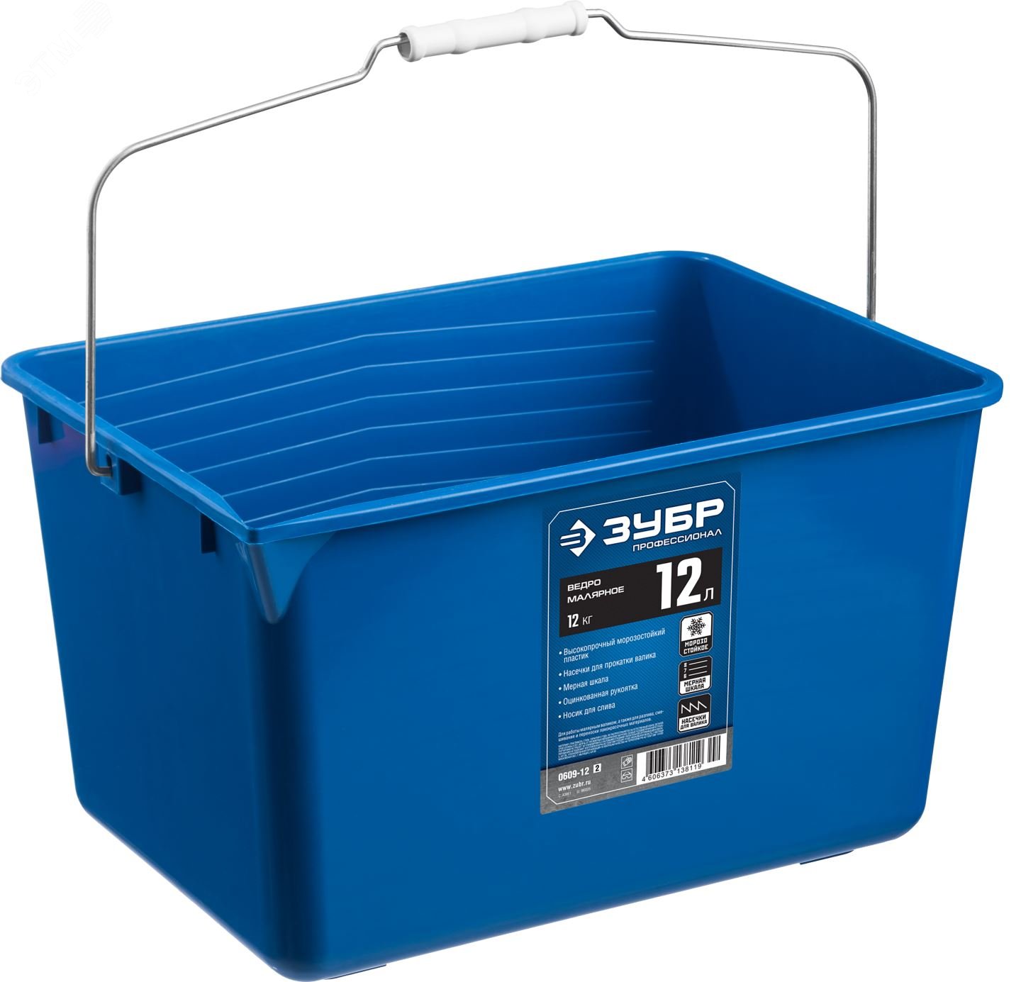 ЗУБР 12 л, высокопрочное, малярное пластиковое ведро, Профессионал (0609-12)